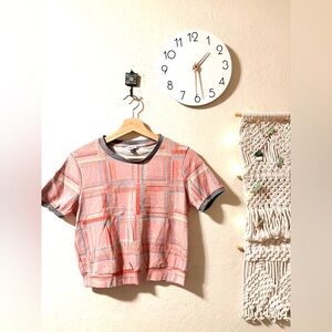 Women's Pink Plaid Short Sleeve Top